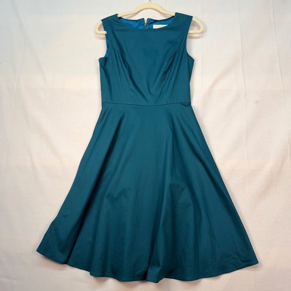 Hanpceirs Teal Blue Sleeveless Fit and Flare A-Line Cocktail Dress Medium